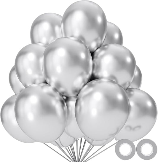 110pcs Metallic silver Balloons, Metallic silver Latex Balloons 12 inch by KUULBELAballoons