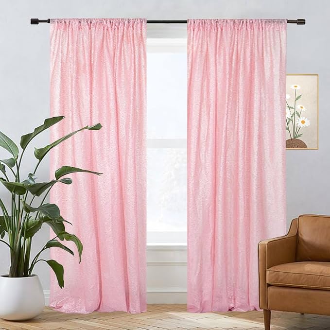 Eternal Beauty Pink 3mm Sequin Backdrop 2x8 Ft 2 Pack Wedding | Dense Sparkle - Image 3
