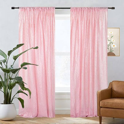 Eternal Beauty Pink 3mm Sequin Backdrop 2x8 Ft 2 Pack Wedding | Dense Sparkle - Image 3