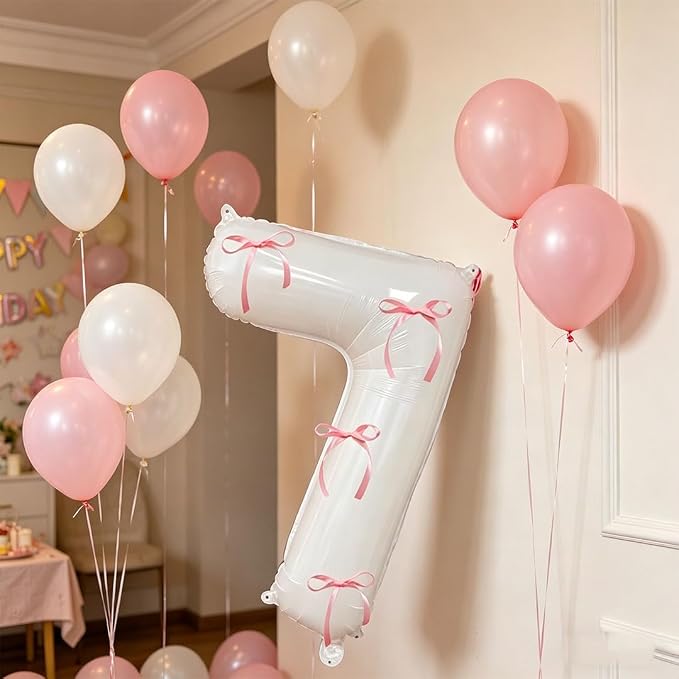 32 Inch White Number Foil Balloon - Image 3
