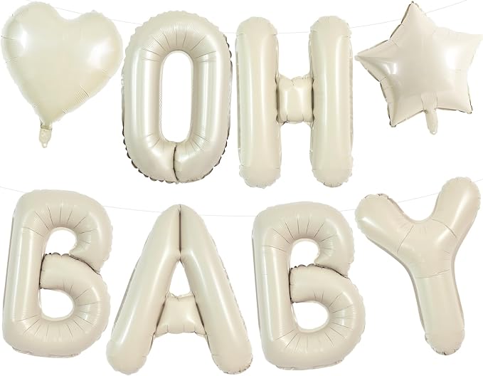 TONIFUL OH BABY Balloon, 40 Inch Cream White Oh Baby Foil Letter Balloons by TONIFUL