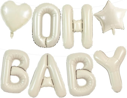 TONIFUL OH BABY Balloon, 40 Inch Cream White Oh Baby Foil Letter Balloons by TONIFUL