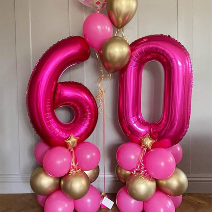 Hot Pink 60 Balloon Numbers, 40 Inch 60th Birthday Balloon Foil Mylar Number 60 - Image 5