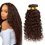 26 28 30 Inch Brown Bundles Human Hair Color 4 Water Wave Bundles Peruvian Virgin Remy Chocolate Brown Wet and Wavy Bundle Hair Weave