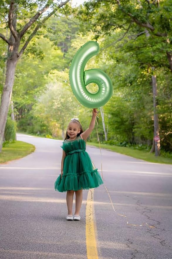 40 Inch Number 6 Balloon, Olive Green Birthday Decorations - Image 2