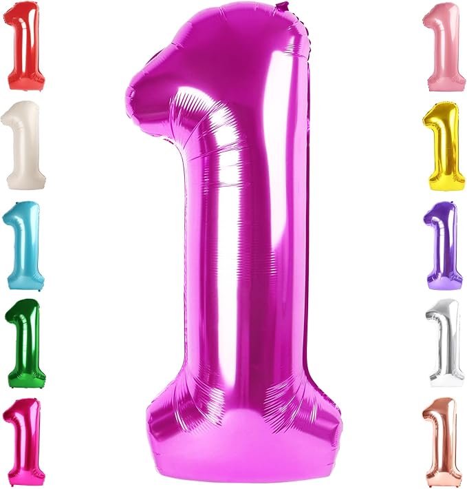 1 Balloon Numbers Birthday Decorations, 40In Rose Purple Balloons by Mluchee