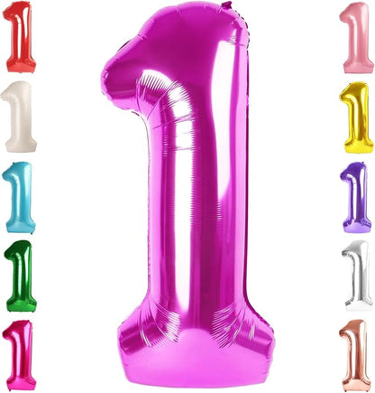 1 Balloon Numbers Birthday Decorations, 40In Rose Purple Balloons by Mluchee
