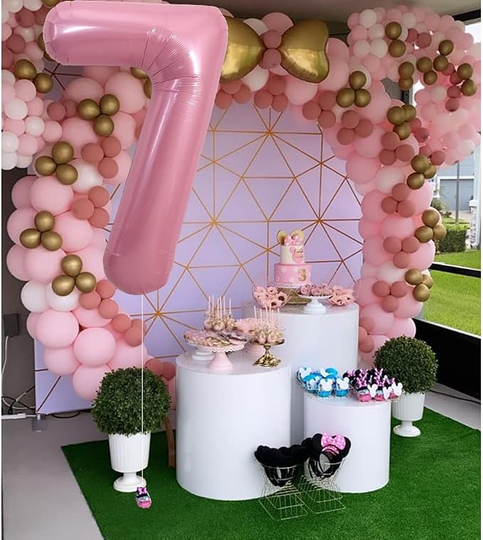 TONIFUL 40 Inch Pink Number 7 Balloons Large Foil 7th Birthday Decorations | - Image 5