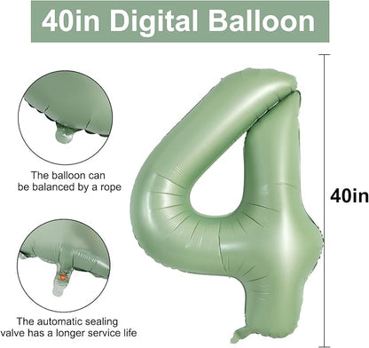 TONIFUL 40 Inch Sage Green Large Number 4 Balloon - Image 2