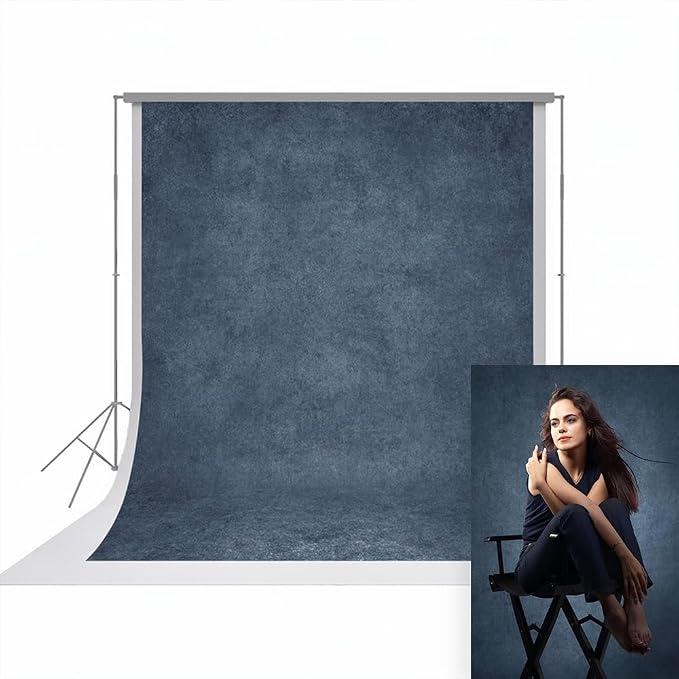 UrcTepics 8×12 ft Denim Blue Fabric Photo Backdrops, Classic Abstract Texture by UrcTepics