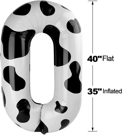 Cow Print Number 0 Balloon 40 inch, Cow Birthday Party Balloons Decorations | - Image 2