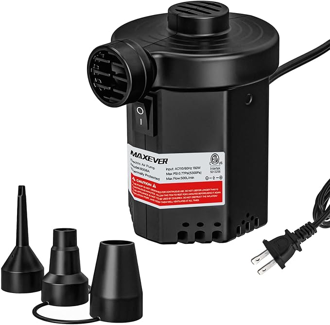Electric Air Pump for Pool Inflatables: 2 in 1 Inflator Deflator | Portable by MAXEVER