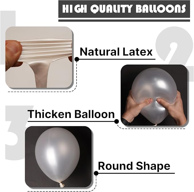 PartyWoo Pearl White Balloons 100pcs Metallic White Color 12 Inch | Balloons - Image 7