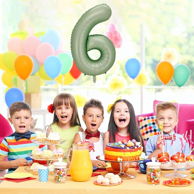 Number 6 Balloon, 40-Inch Sage Green Number Balloon | 40-inch foil balloon - Image 4