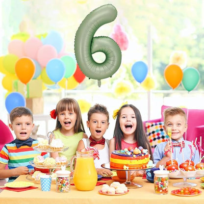 Number 6 Balloon, 40-Inch Sage Green Number Balloon | 40-inch foil balloon - Image 4