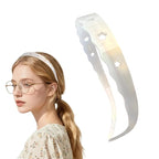 Acetate Hairbands for Women - Non-Slip Thin Headbands with Teeth, Eyewear-Friendly Design, 90s Retro Hair Accessories, No Pressure & No Headache Sunglasses Headband (White Star)