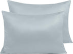 NTBAY Zippered Satin Pillow Cases for Hair and Skin, Luxury Standard Hidden Zipper Pillowcases Set of 2, 20x26 Inches, Grey