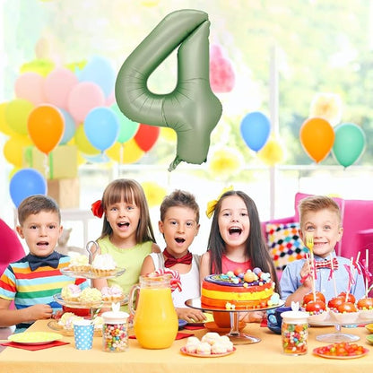 Number 4 Balloon, 40-Inch Sage Green Number Balloon | 40-inch foil balloon - Image 4