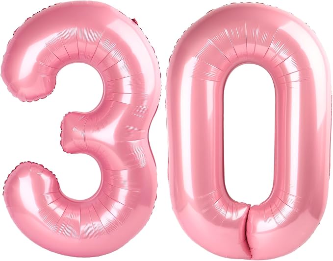 30 Balloon - Pastel Pink Birthday Number Balloons, 40 Inch Decorations | Pastel by ALPHADELTAPI
