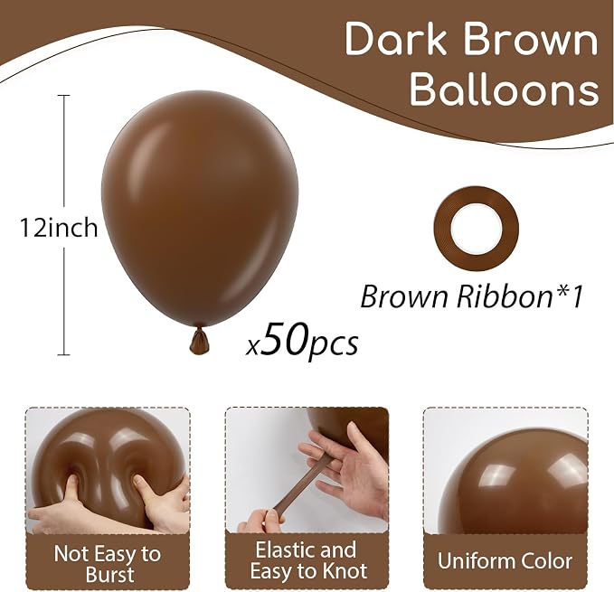 Dark Brown Balloons 12 inch - Image 2