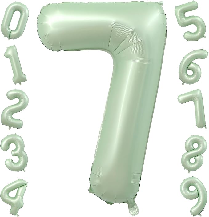 40 Inch Olive Green Number 7 Foil Balloon by TNCDJKPA
