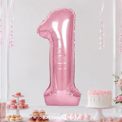 RainbowQ Pink 1 Balloon Number 40 Inch 0-40 Foil Large Balloons | Big Mylar 1 - Image 3