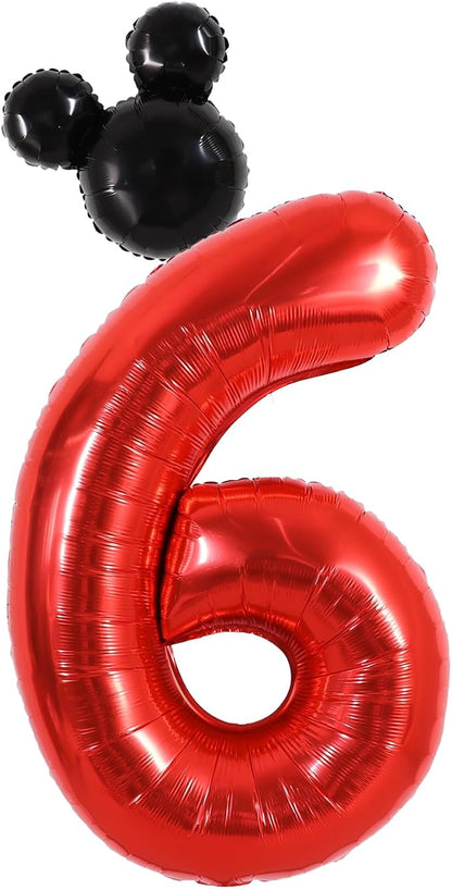 40 Inch Red Foil Number 6 Balloon by Vuzvuv