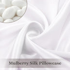 Adubor 100% Silk Pillowcase 2 Pack for Hair and Skin with Hidden Zipper, Both Sides 23 Momme Silk Pillow Case, Standard Size 20×26 inches, White, 2PCS