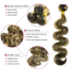 Honey Blonde Bundles Human Hair Highlight Body Wave Bundles Niegmeag Brazilian Virgin Remy Hair Single Bundle 12 Inch 2 Tone Black and Blonde Body Wave Bundle