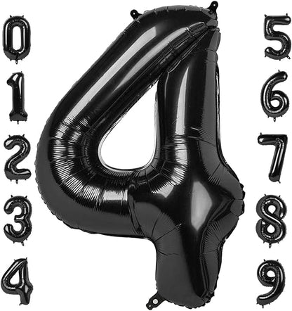 Number Balloons 40 Inch Black Number 4 by Mluchee