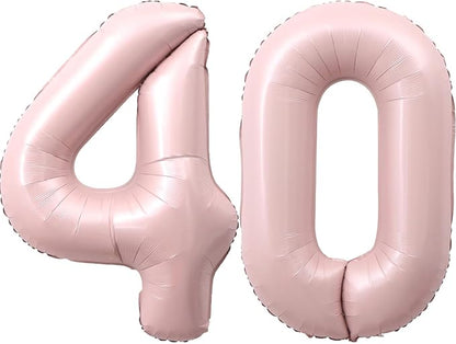 40 Inch Light Pink Number 40 Balloon 0-9 40th Foil Big Giant | Digital by SULALABOO