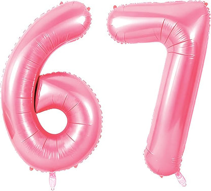Number 67 Balloons for 67th Birthday Party Decorations, 0-100 Large No.67 by Joycard