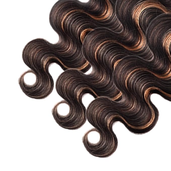 Light Brown Bundles Human Hair Highlight Body Wave Bundle Brazilian Virgin Remy Hair 3 Bundles 18 20 22 Inch Niegmeag 2 Tone Black and Light Brown Body Wave Bundle 300g