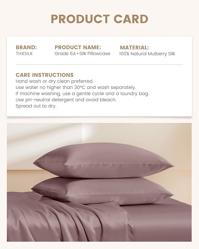 THXSILK Set of 2 Mulberry Silk Pillowcases for Hair and Skin with Hidden Zipper, Both Side Real Mulberry Silk, Hypoallergenic Pillowcase Pillow Covers(20inch x 36inch, King Size, Purple)