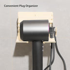 Hair Dryer Holder Wall Mounted with Tool Storage Compartment and Cord Organizer, Metal Blow Dryer Holder for Dyson Hair Dryers (Beige)