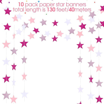 Patelai Glitter Star Garland Banner 2026 Graduation Decor 130 Feet Star Hanging - Image 3