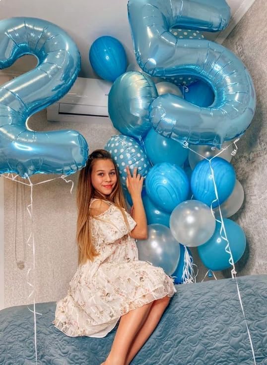 Pearl Blue Number 0 Balloon 40 inch, 0th Birthday Party Balloons Decorations | - Image 6