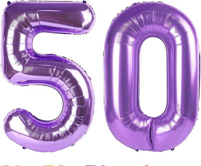 50 Balloons Number for 50th Birthday Decorations Women Men, Inflation Straw & by Mluchee
