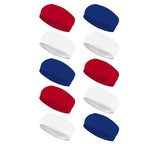 Styla Hair Headbands for Women Stretch Fashion Head Bands 10 Pack Non-Slip Head Wraps Great for Spa, Sports, Yoga, Pilates, Running, Gym Headband, Workouts (Red White Blue)
