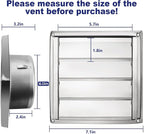 Funmit 6'' Metal Dryer Vent Cover, 7"x7" Outside Dimensions with Metal Mesh Screen, Outdoor Stainless Steel Louvered Vent Cover Includes 4 Screw for Easy Installation