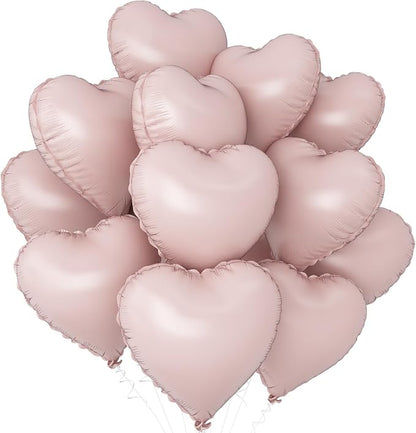 Baby Pink Heart Balloons, 18Inch Pastel Pink Helium Polyester Film Balloon by Adorely