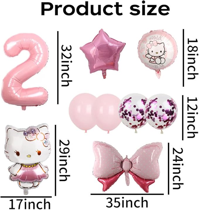 Cartoon Party Balloons, Cute Number 2 Balloon - Image 2