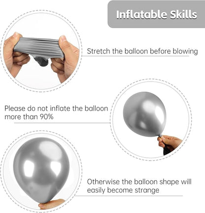 RUBFAC Silver Balloons Different Sizes 129pcs Metallic Balloon Arch Kit | - Image 3