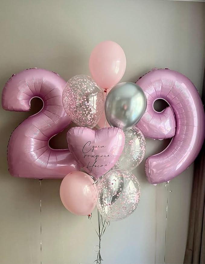 9 Balloon Numbers Birthday Decorations, 40In Pink Balloons - Image 3