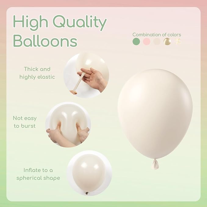 60pcs Pink and Green Balloons 12inch - Image 3