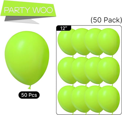 PartyWoo Lime Green Balloons 50 pcs 12 Inch Neon Latex Helium Balloons - Image 5