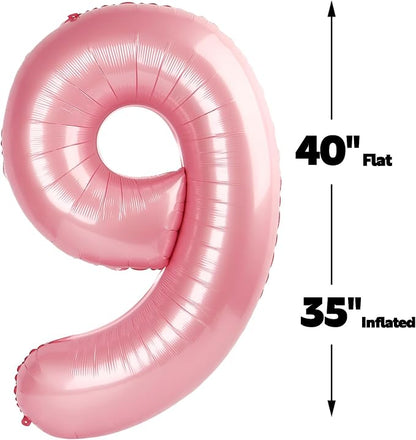 Pearl Pink Number 9 Balloon 40 inch, 9th Birthday Party Balloons Decorations | - Image 2