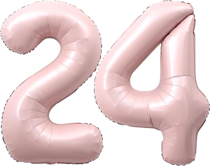 40 Inch Light Pink Number 24 Balloon 0-9 24th Foil Big Giant | Digital by SULALABOO