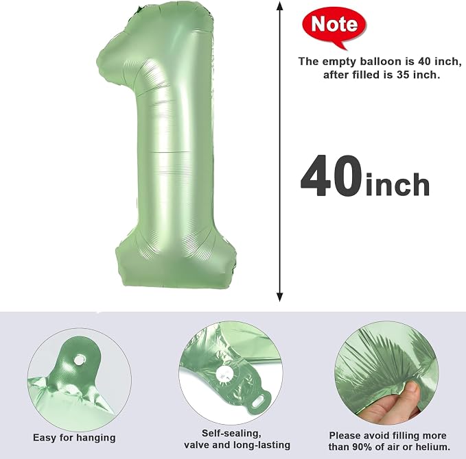 1 Balloon Number 40 Inch Olive Green Balloons - Image 6