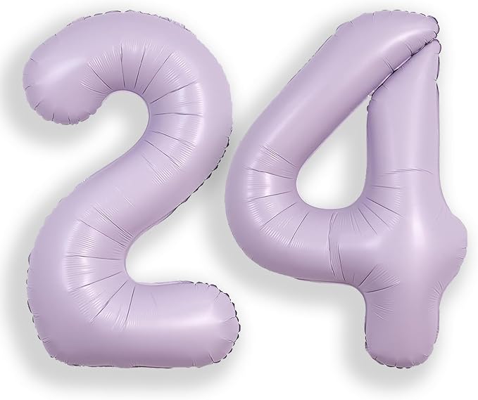SUWEN 40 Inch Light Purple Lavender Big 24 Balloon Number Foil Helium 0-9 | by SUWEN